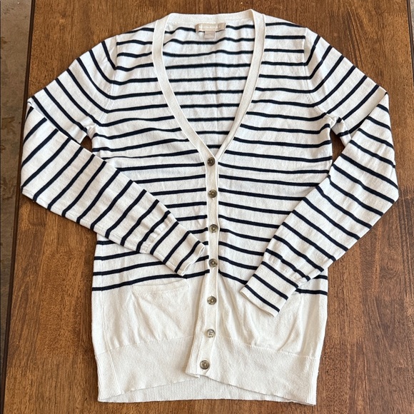 Banana Republic Navy and White Striped Cardigan - Picture 1 of 3